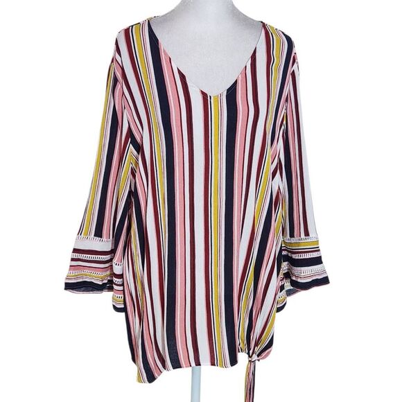 Cato Multi-Color Stripe Blouse with Full Sleeves Size 18/20 Plus Size Stripe Top - Picture 1 of 10
